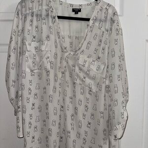 Torrid White Blouse with Cute Doggo Print